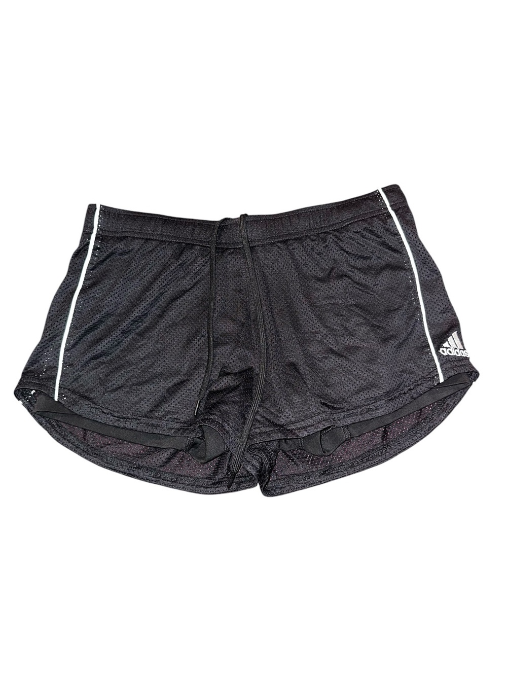 Adidas Black Athletic Mesh Shorts with White Piping